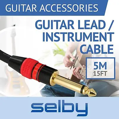 $17.95 • Buy 5m 15ft Guitar Lead / Instrument Cable With 6.35mm 1/4  Jacks For Amp / Pedals