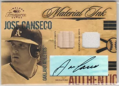 2004 Jose Canseco Timeless Treasures Material AUTO BAT JERSEY /25 - #17 Oakland • $124.99