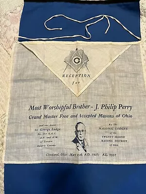 Masonic Apron Most Worshipful Brother Cleveland 1937 • $18