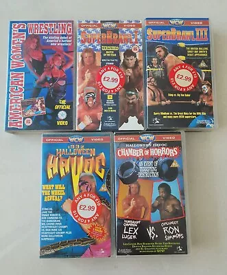 Lot Of 5 Vintage 80s-90s Wrestling Videos WCW VHS Tapes (WWE WWF) Untested Bulk • $140