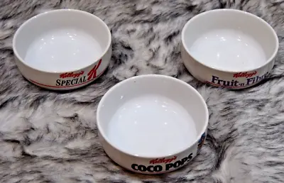 Set Of 3 RETRO 1987 Kelloggs FROSTIES COCO POPS RICE CRISPIES KIDS CEREAL BOWLS • £24.99