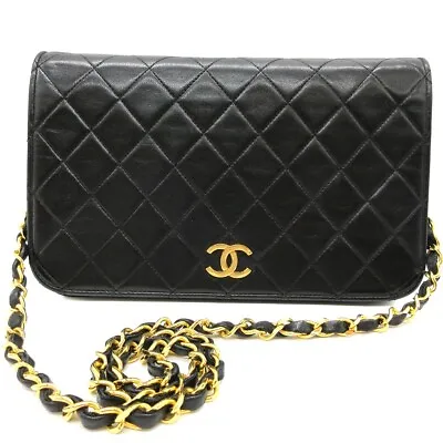 CHANEL CC Matelasse Full Flap Chain Shoulder Bag Leather Black GHW M483 • $957.74