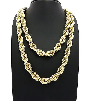 Men's 90's Hip Hop Rapper Style Hollow 10mm 22  26  Rope Chain 2 Necklace Set • $23.99