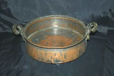 RARE Antique Middle Eastern Arabic Copper Metal Pot Pan Bronze? Handles 18c-19c • $144.99