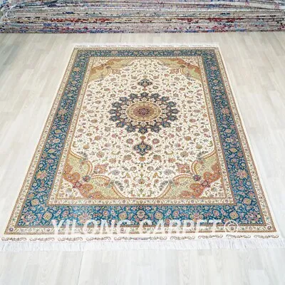 6x9ft Hand Knotted Silk Carpet Living Room Traditional Home Sofa Area Rug ZQ633A • $4320