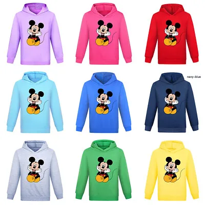 Mickey Mouse Children Hooded Tops Hoodie Boys Girls Winter Sweashirt Pullover • £9.49