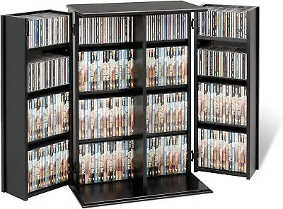 DVD CD Blu-Ray Storage Media Tower Unit Rack Home Movie Cabinet Locking Doors • $164.95