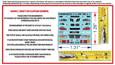 White Toner 1/64 Water Slide Decal Set Mercedes  190 E Lights For Hot Wheels • $6.75