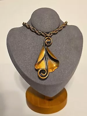 Vintage Morley Crimi Copper Calla Lily Copper Pendant 18  Necklace • $29.99