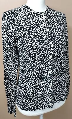 J. CREW Women's Size Medium Leopard Animal Print Cotton Caryn Cardigan Sweater • $15