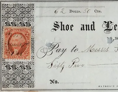 Vintage 1866 Bank Check Cheque SHOE AND LEATHER NATIONAL BANK Boston Mass • $25.24