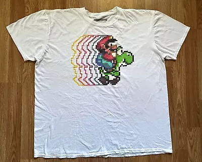 Super Mario Bros Yoshi T-Shirt Mens 2XL White Short Sleeve Nintendo Game Cartoon • $15