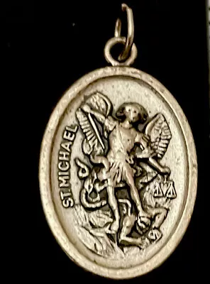 Vintage Catholic St Michael Silver Tone Religious Medal Italy • $8.99