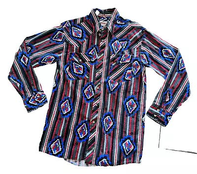 Vintage SADDLEBROOK Shirt Men Size Small Western Wear Aztec Southwest Button • $29.95