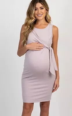 PinkBlush Lavender Sleeveless Gathered Side Tie Maternity Dress Size Large • $24