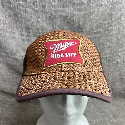 Miller High Life Hat Straw Tan Color And Red Trucker Beer Brewing Vintage • $18.99