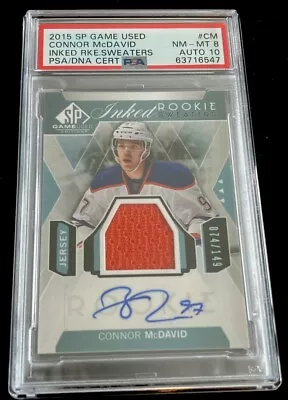 Connor Mcdavid 2015 Ud Sp Game Used #cm Rc Rookie Sweaters /149 Psa 8 Auto 10 🔥 • $10.50