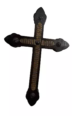 Vintage Primitive Wood Wall Cross Spiritual Decor Handmade Adorned Rustic Gothic • $21.95