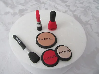 Edible Handmade MAC Make Up Cake Topper Fondant Sugar Decoration (Cherry Red) • £12.49