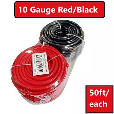 10 Gauge Wire Red & Black Power Ground 50 FT Each Primary Stranded Copper Clad • $20.99