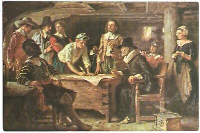 Mayflower Compact 1620 Painting Of JLG Ferris C1972 Massachusetts Postcard • $4.99