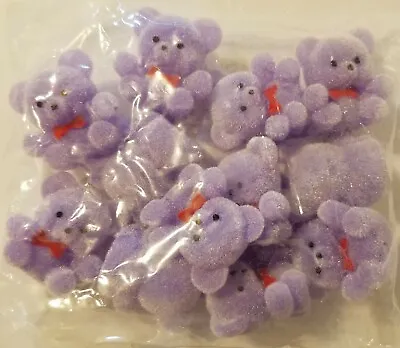 Lot Of 12 Darice Craft Lavender Miniature 1  Flocked Teddy Bears W/ Red Bow Tie • $9.97