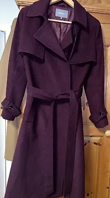 JAEGER Women Plum Wool Blend Coat UK 10 • £80