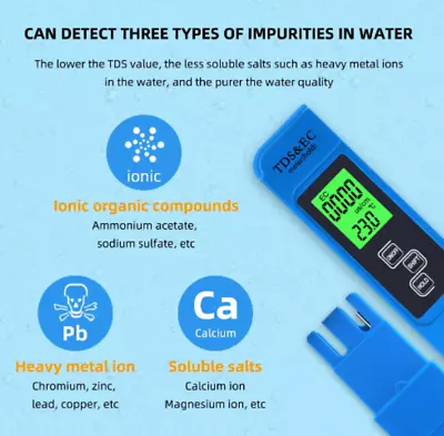 EC TDS Meter LCD Display Conductivity Tester Water Quality Monitor Reader Test   • $29.99