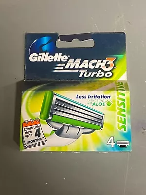 Gillette Mach 3 Turbo Sensitive Blades - 4 Cartridges - Brand New - FREE POST • $24.90