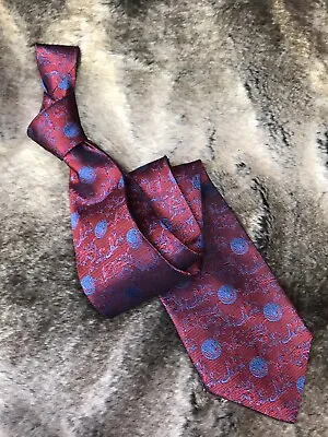 Versace Men’s Necktie Red Loaded W/ Blue Medusa Accents 100% Silk Made In Italy • $149.95
