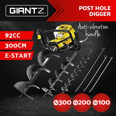 Giantz Post Hole Digger 92CC Petrol Auger Diggers Drill Borer Fence Earth Power • $314.95