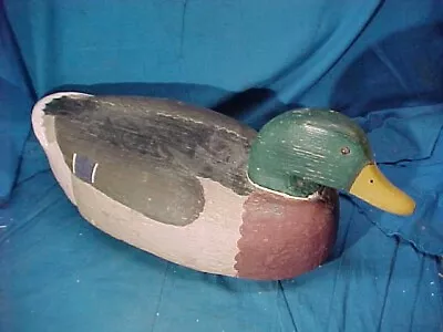 Vintage MALLARD DRAKE DUCK Hand Carved + PAINTED Working DUCK DECOY • $28