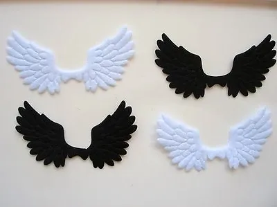 60 Black & White BIG 3  Angel Wing Felt Applique/trim/sewing/holiday/craft H176 • $6.99