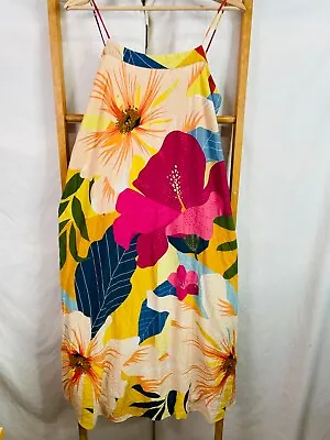 Zara Dress Womens Large Multicoloured Floral Sleeveless Mid Length Viscose • $17.95
