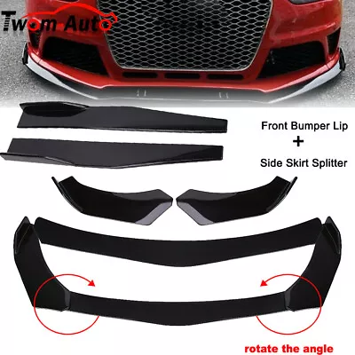 Universal Car Front Bumper Lip Spoiler Diffuser Body Protector Kits + Side Skirt • $40.83