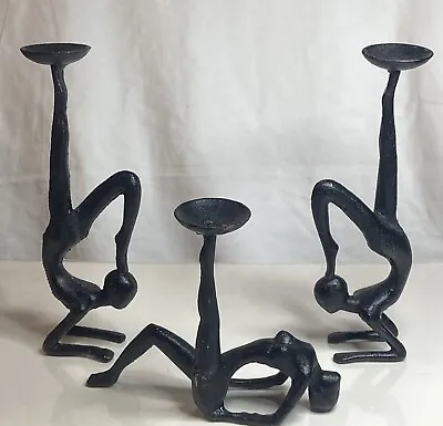 3 Pc Les Acrobates Sculptural Small Candlestick Set 5” & 8” • $35