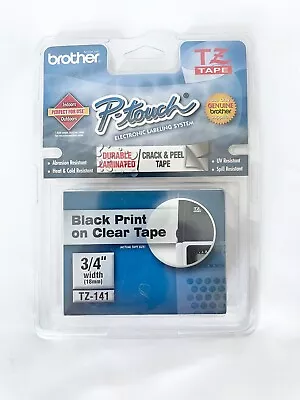 Brother P-touch TZ-141 Genuine Black Ink On 3/4  Clear Tape 18MM New • $6