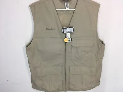 Quechua Decathlon Men Hiking Camping Walking Vest Vented Lightweight Beige M NEW • $14.99