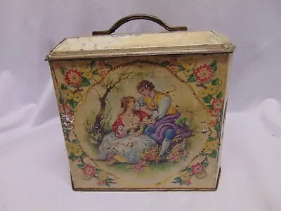 1950's MURRAY-ALLEN ENGLISH CONFECTIONERY TIN VICTORIAN LOVERS IN GARDEN 6  X 4  • $9.99