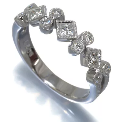Diamond 0.37ct Milgrain Ring 18K 750 White Gold • $475.03