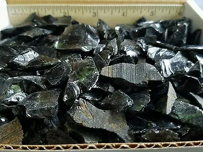 14 Oz Rough Black Obsidian Pieces Volcanic Glass Lot  • $24.99