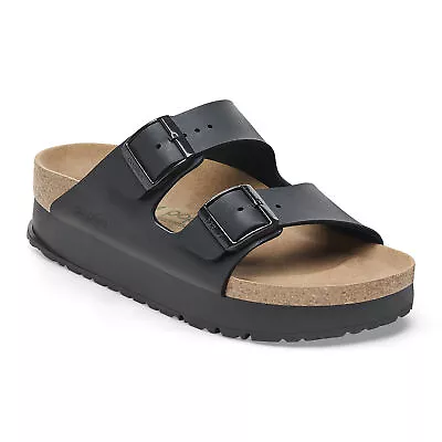 BIRKENSTOCK ARIZONA FLEX PLATFORM VEGAN BIRKO-FLOR Sandals Black New • $114.95