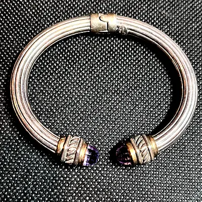 Flli Menegatti Sterling Silver & 18k Gold Bangle Bracelet Amethyst Italy #91z • $300