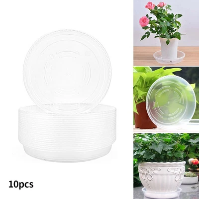 £11.77 • Buy 10× Transparent Plastic Round Plant Flower Pot Base Saucer Plate Tray Garden
