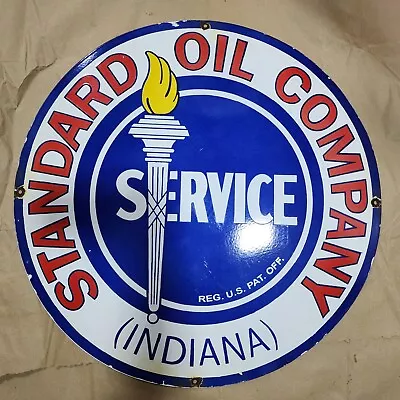 Standard Oil Co. Porcelain Enamel Sign 30 Inches Round • $100