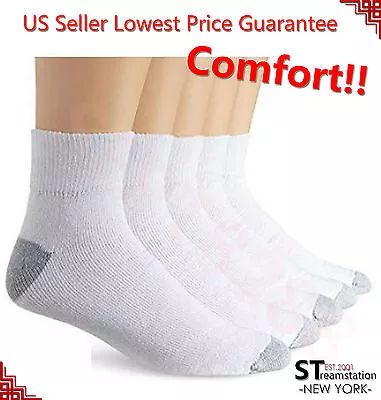 New 12 Pairs Ankle/Quarter Crew Mens Socks Cotton Low Cut 10-13 White LOT USA • $6.99