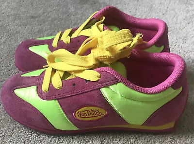 New Vintage Von Dutch Kids Shoes Size 4.5 Womens Girls Pink Suede Green Sneakers • $90