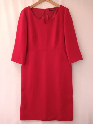 £8.97 • Buy Artigiano Size 16 Red Midi Length Lined 3/4 Sleeve Simple Stylish Work Dress.