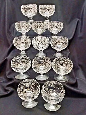 13 RARE Cambridge Chantilly Grapefruit Shrimp Glasses +Liners Elegant Crystal • $750