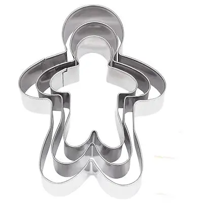 £3.02 • Buy Cookie Cutter GingerBread  Stainless Steel Fondant Cake Cutter Mould Bake 3Pc